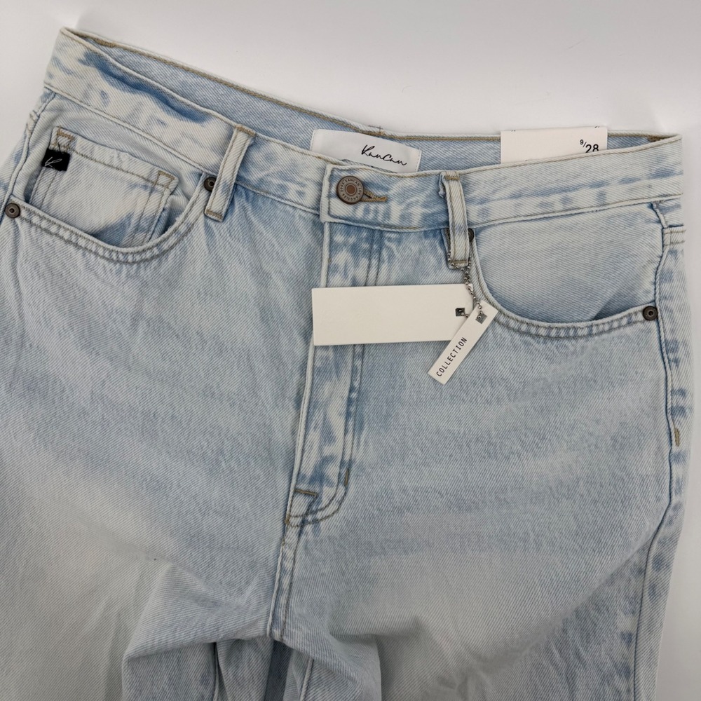 KanCan Jeans Womens‎ 9/28 Light Wash Distressed High Rise Straight Leg Denim